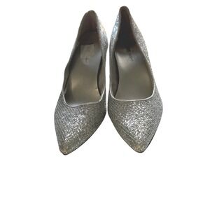 Fioni Night Sparkly Silver Glitter Stiletto Heels Women's Size‎ 7.5